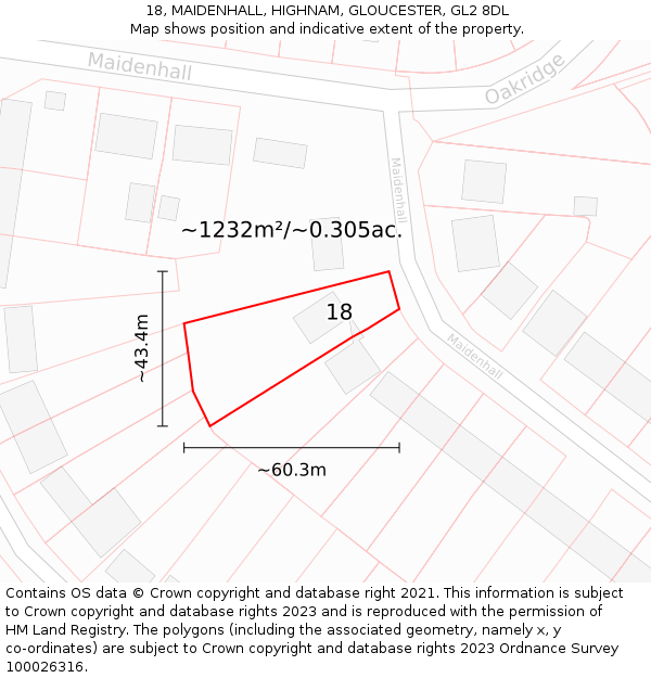 18, MAIDENHALL, HIGHNAM, GLOUCESTER, GL2 8DL: Plot and title map