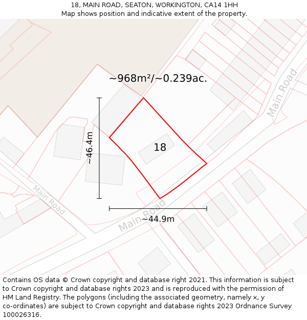 18, MAIN ROAD, SEATON, WORKINGTON, CA14 1HH: Plot and title map
