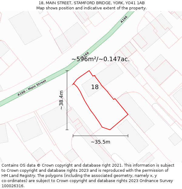 18, MAIN STREET, STAMFORD BRIDGE, YORK, YO41 1AB: Plot and title map