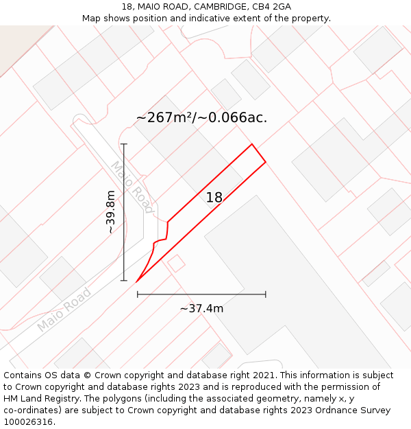 18, MAIO ROAD, CAMBRIDGE, CB4 2GA: Plot and title map