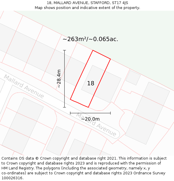 18, MALLARD AVENUE, STAFFORD, ST17 4JS: Plot and title map