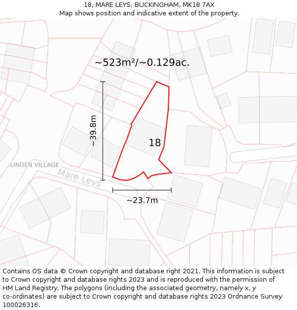 18, MARE LEYS, BUCKINGHAM, MK18 7AX: Plot and title map