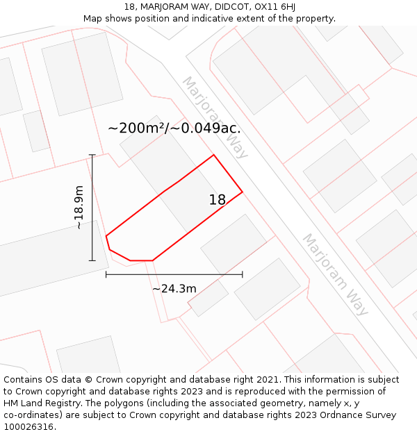 18, MARJORAM WAY, DIDCOT, OX11 6HJ: Plot and title map