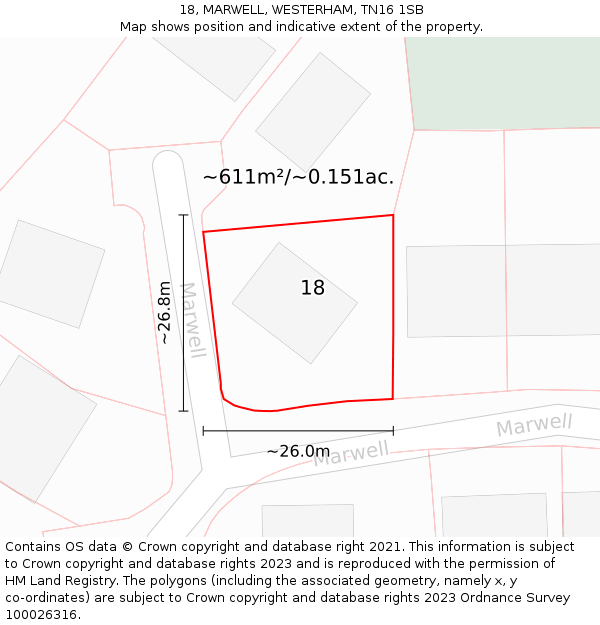18, MARWELL, WESTERHAM, TN16 1SB: Plot and title map