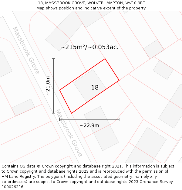 18, MASSBROOK GROVE, WOLVERHAMPTON, WV10 9RE: Plot and title map