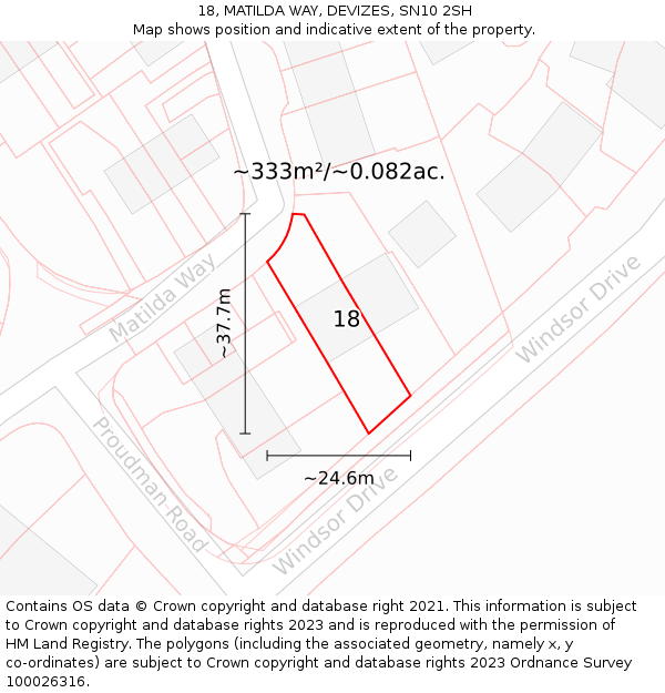 18, MATILDA WAY, DEVIZES, SN10 2SH: Plot and title map