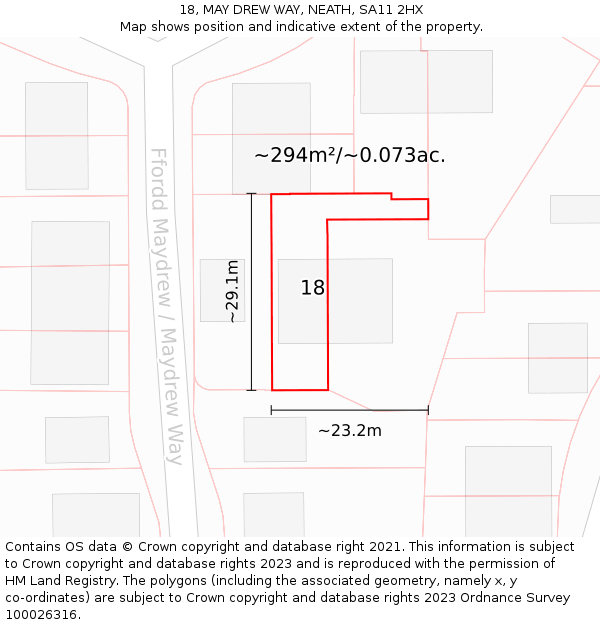 18, MAY DREW WAY, NEATH, SA11 2HX: Plot and title map