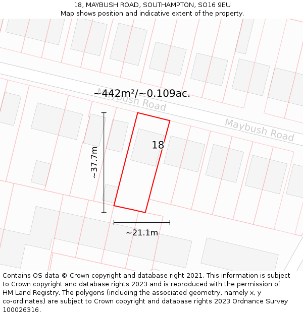 18, MAYBUSH ROAD, SOUTHAMPTON, SO16 9EU: Plot and title map