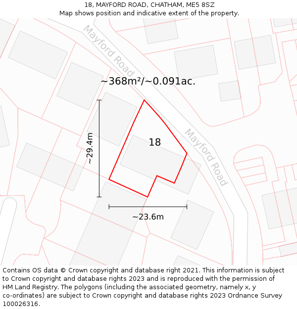 18, MAYFORD ROAD, CHATHAM, ME5 8SZ: Plot and title map