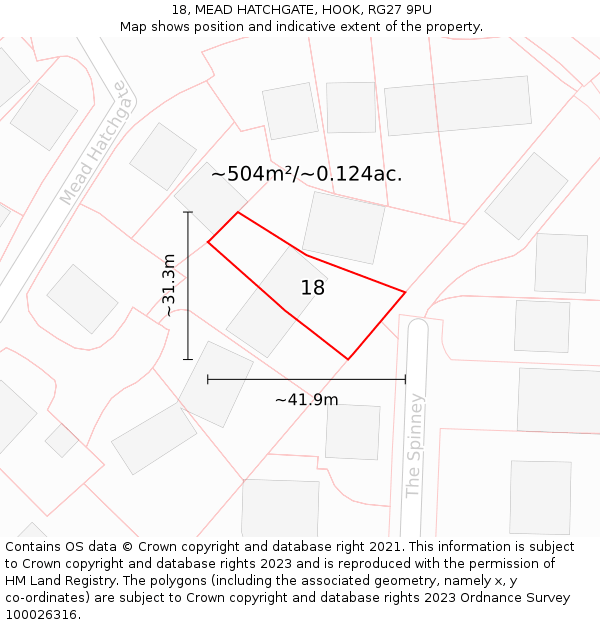 18, MEAD HATCHGATE, HOOK, RG27 9PU: Plot and title map