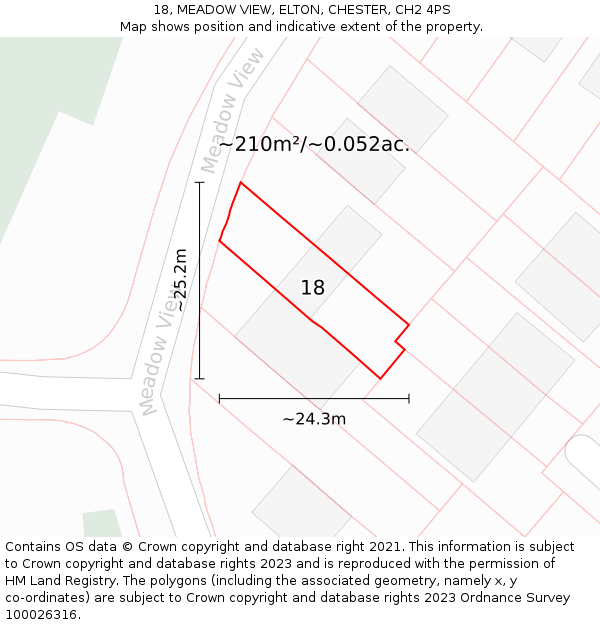 18, MEADOW VIEW, ELTON, CHESTER, CH2 4PS: Plot and title map