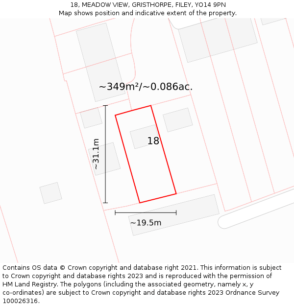 18, MEADOW VIEW, GRISTHORPE, FILEY, YO14 9PN: Plot and title map