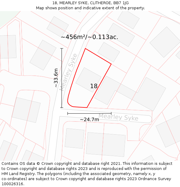 18, MEARLEY SYKE, CLITHEROE, BB7 1JG: Plot and title map