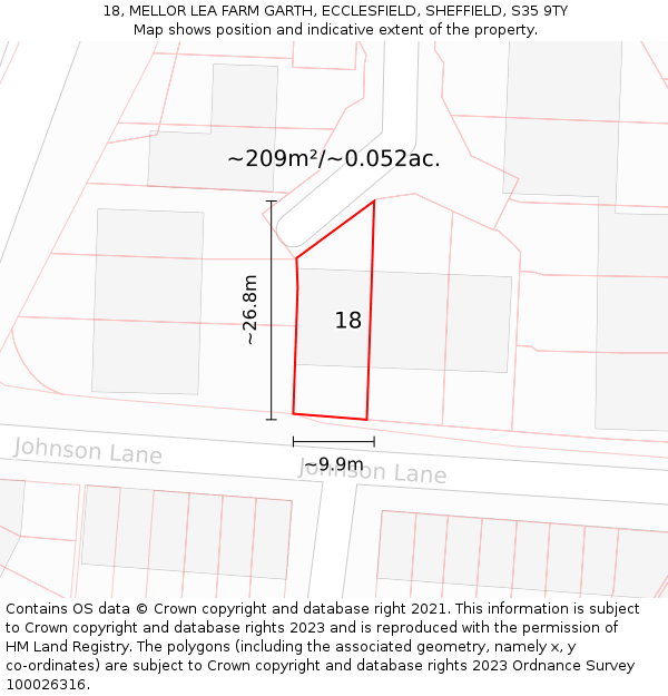 18, MELLOR LEA FARM GARTH, ECCLESFIELD, SHEFFIELD, S35 9TY: Plot and title map