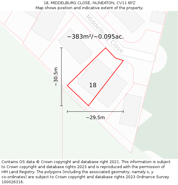 18, MIDDELBURG CLOSE, NUNEATON, CV11 6PZ: Plot and title map
