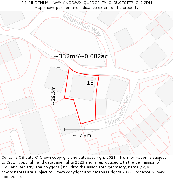 18, MILDENHALL WAY KINGSWAY, QUEDGELEY, GLOUCESTER, GL2 2DH: Plot and title map