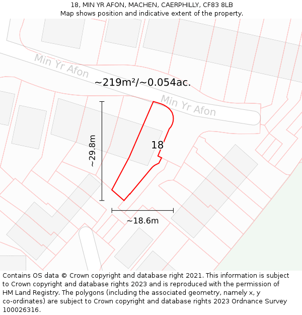 18, MIN YR AFON, MACHEN, CAERPHILLY, CF83 8LB: Plot and title map