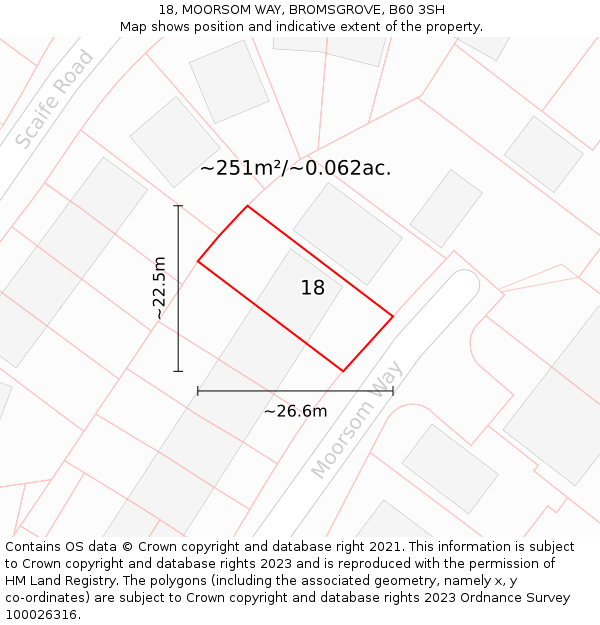 18, MOORSOM WAY, BROMSGROVE, B60 3SH: Plot and title map