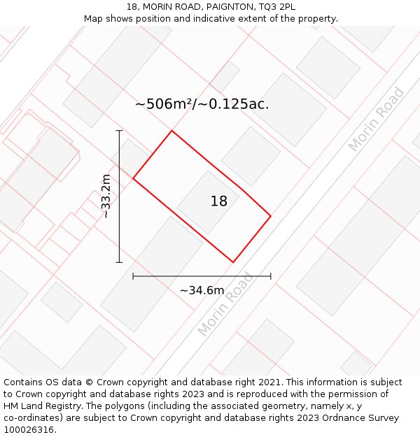 18, MORIN ROAD, PAIGNTON, TQ3 2PL: Plot and title map