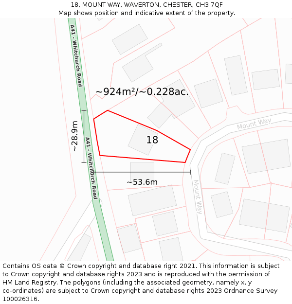 18, MOUNT WAY, WAVERTON, CHESTER, CH3 7QF: Plot and title map