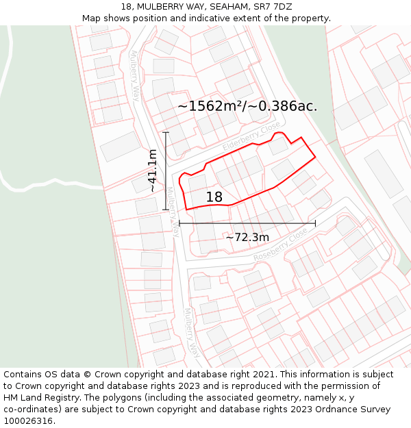 18, MULBERRY WAY, SEAHAM, SR7 7DZ: Plot and title map