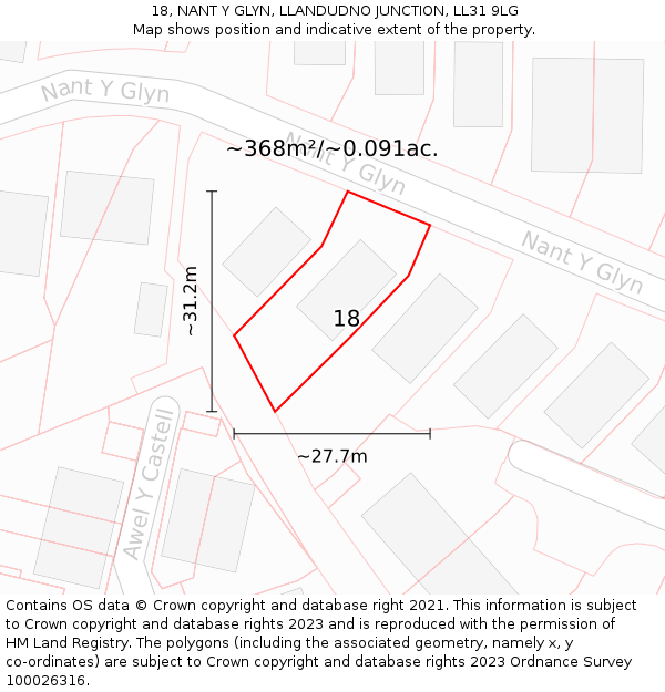 18, NANT Y GLYN, LLANDUDNO JUNCTION, LL31 9LG: Plot and title map