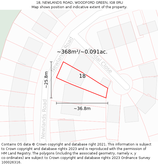 18, NEWLANDS ROAD, WOODFORD GREEN, IG8 0RU: Plot and title map