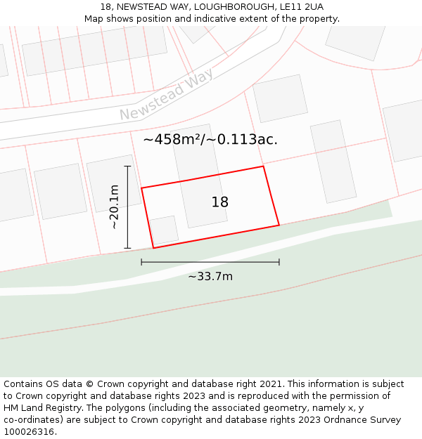 18, NEWSTEAD WAY, LOUGHBOROUGH, LE11 2UA: Plot and title map