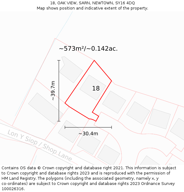 18, OAK VIEW, SARN, NEWTOWN, SY16 4DQ: Plot and title map