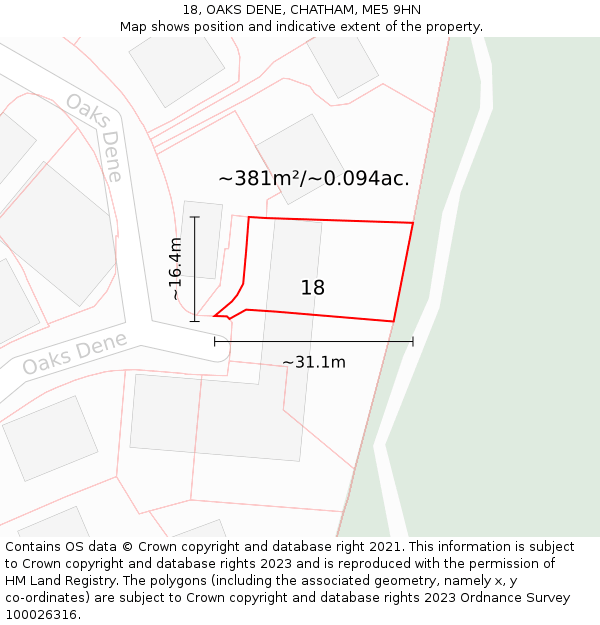 18, OAKS DENE, CHATHAM, ME5 9HN: Plot and title map