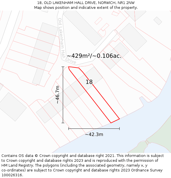 18, OLD LAKENHAM HALL DRIVE, NORWICH, NR1 2NW: Plot and title map