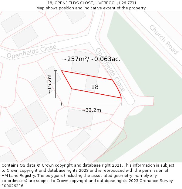 18, OPENFIELDS CLOSE, LIVERPOOL, L26 7ZH: Plot and title map