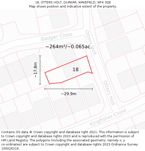 18, OTTERS HOLT, DURKAR, WAKEFIELD, WF4 3QE: Plot and title map