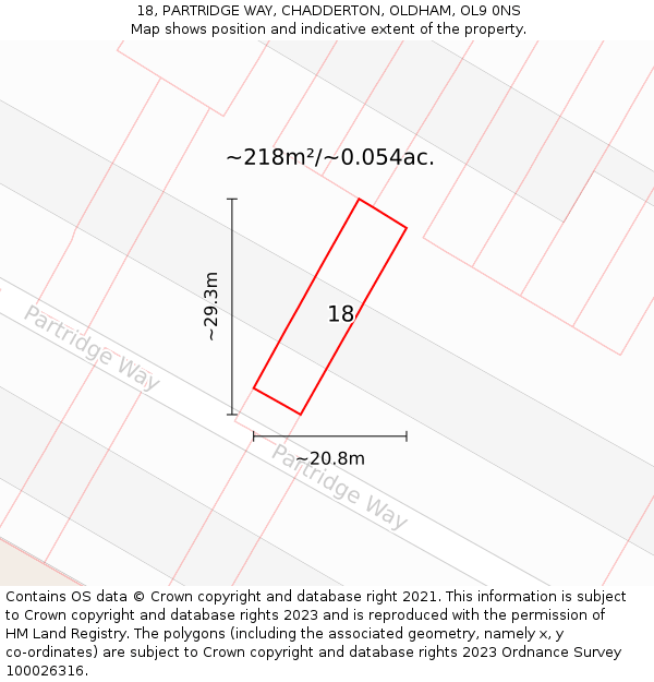 18, PARTRIDGE WAY, CHADDERTON, OLDHAM, OL9 0NS: Plot and title map