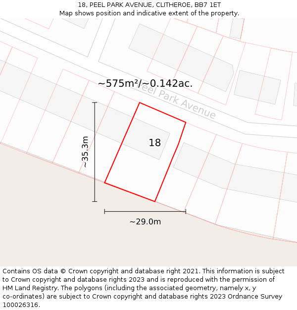 18, PEEL PARK AVENUE, CLITHEROE, BB7 1ET: Plot and title map