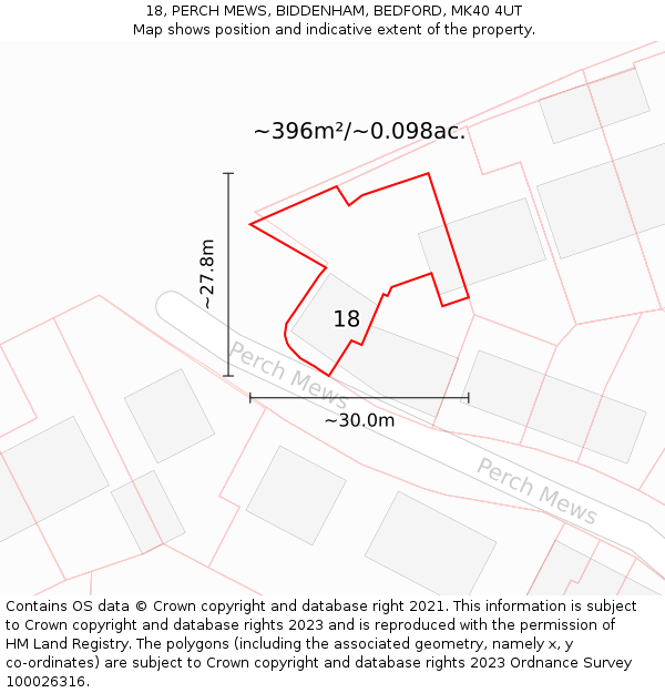 18, PERCH MEWS, BIDDENHAM, BEDFORD, MK40 4UT: Plot and title map