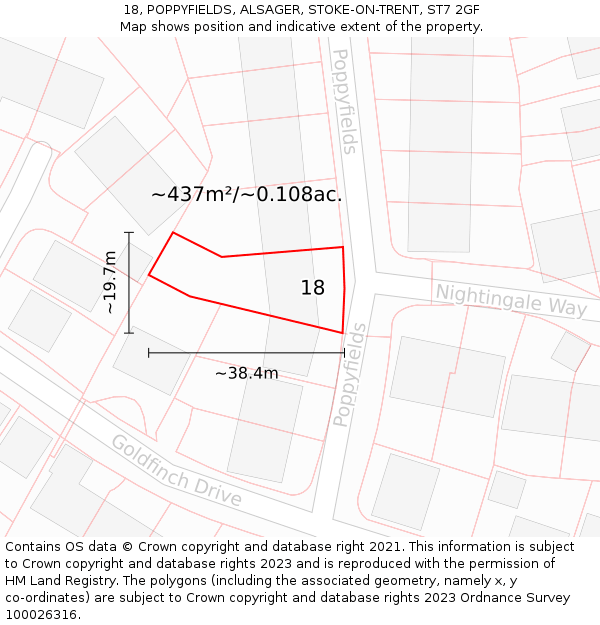 18, POPPYFIELDS, ALSAGER, STOKE-ON-TRENT, ST7 2GF: Plot and title map