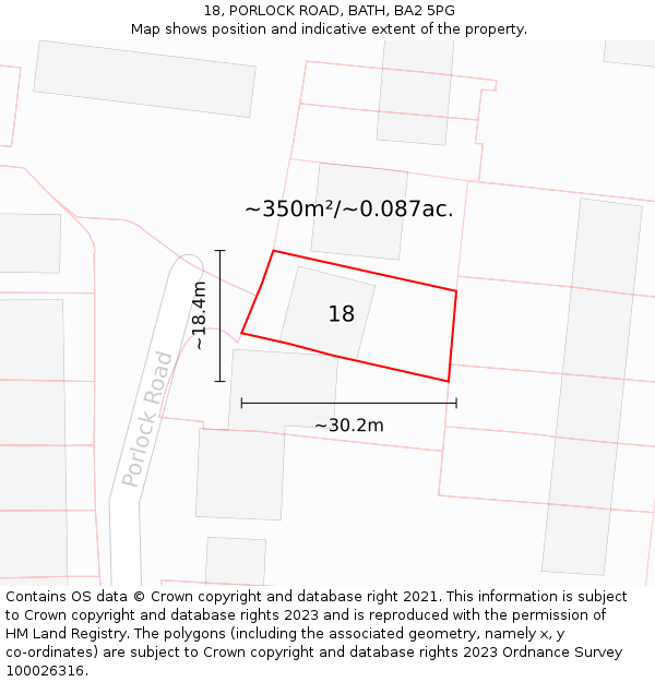 18, PORLOCK ROAD, BATH, BA2 5PG: Plot and title map