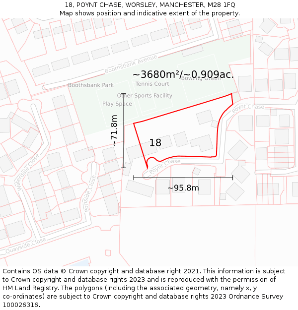 18, POYNT CHASE, WORSLEY, MANCHESTER, M28 1FQ: Plot and title map