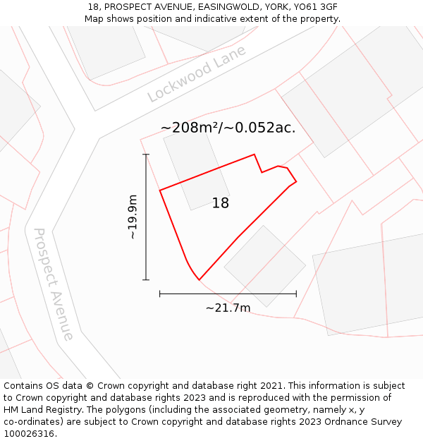 18, PROSPECT AVENUE, EASINGWOLD, YORK, YO61 3GF: Plot and title map