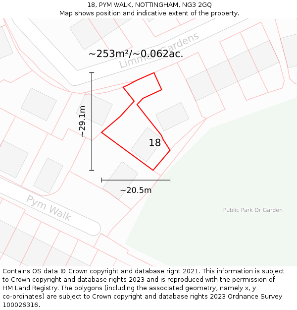 18, PYM WALK, NOTTINGHAM, NG3 2GQ: Plot and title map
