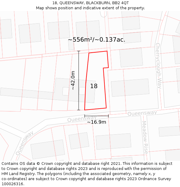 18, QUEENSWAY, BLACKBURN, BB2 4QT: Plot and title map