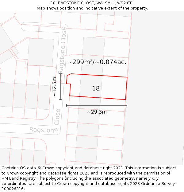 18, RAGSTONE CLOSE, WALSALL, WS2 8TH: Plot and title map