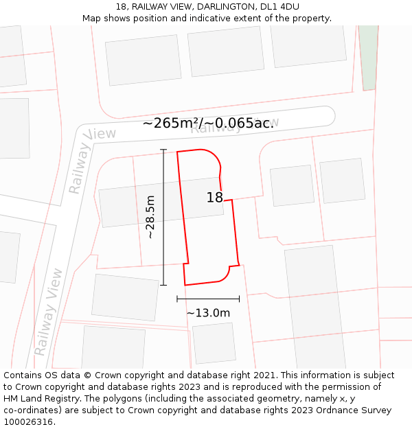 18, RAILWAY VIEW, DARLINGTON, DL1 4DU: Plot and title map