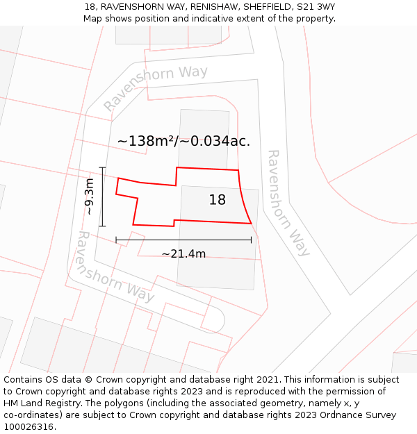 18, RAVENSHORN WAY, RENISHAW, SHEFFIELD, S21 3WY: Plot and title map
