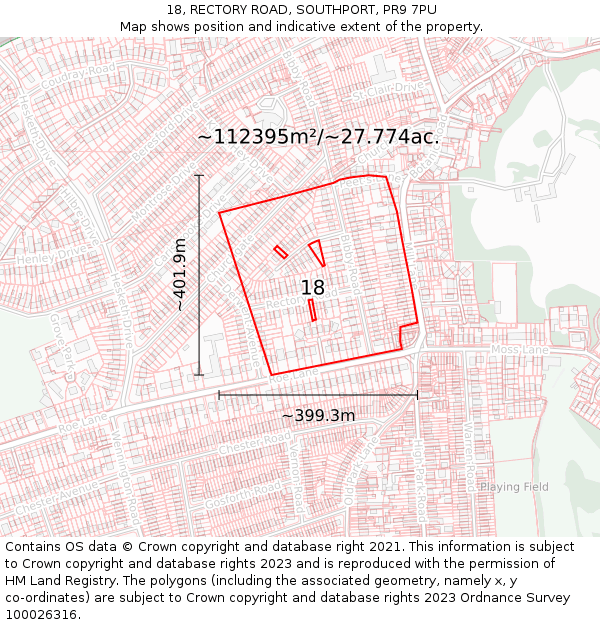 18, RECTORY ROAD, SOUTHPORT, PR9 7PU: Plot and title map