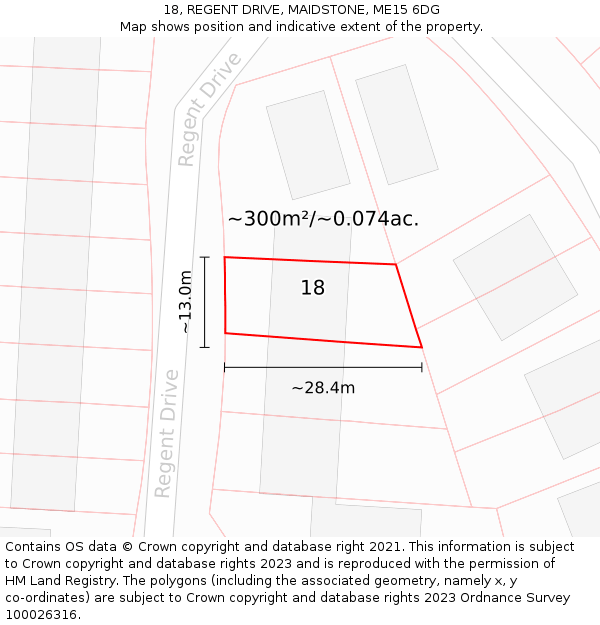 18, REGENT DRIVE, MAIDSTONE, ME15 6DG: Plot and title map
