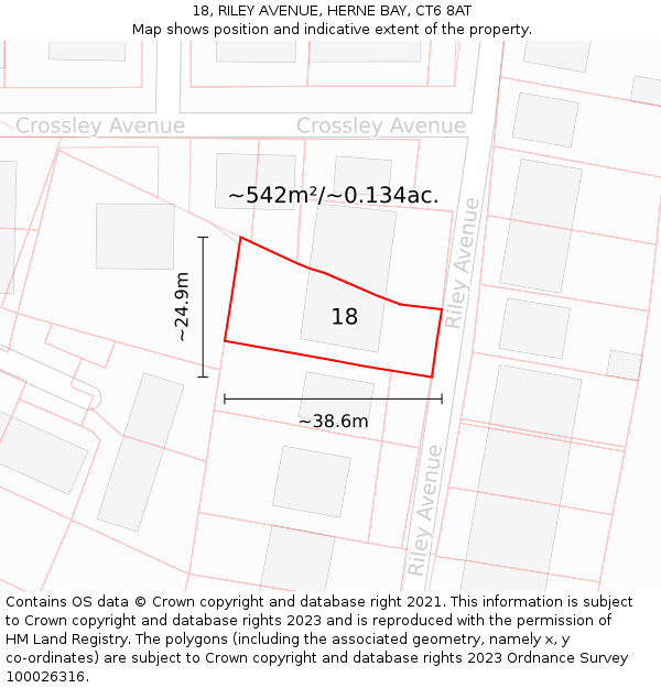 18, RILEY AVENUE, HERNE BAY, CT6 8AT: Plot and title map