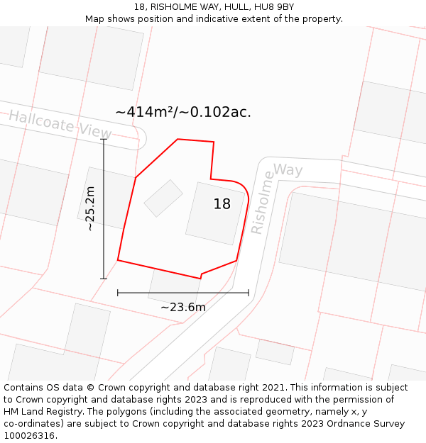 18, RISHOLME WAY, HULL, HU8 9BY: Plot and title map