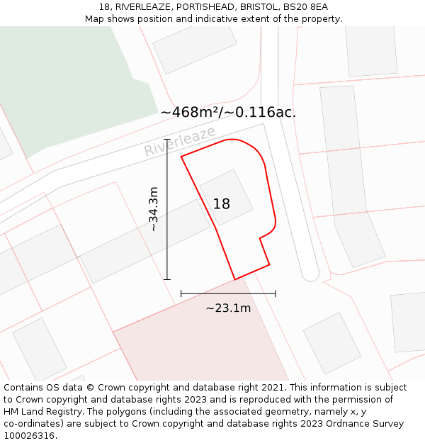 18, RIVERLEAZE, PORTISHEAD, BRISTOL, BS20 8EA: Plot and title map